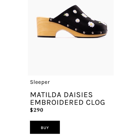 SLEEPEr Matilda clog Black Embroidered Daisy Print Sz 39 - Picture 2 of 3